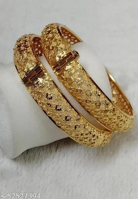 HouseOfCommon Brass Gold-plated Bangle Set(Pack of 2)