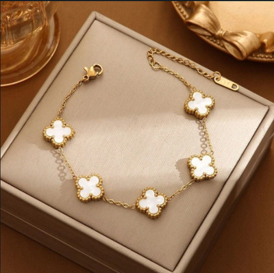 Vibecraft Stainless Steel Cubic Zirconia Gold-plated Charm Bracelet