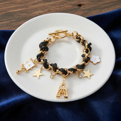 JDENTERPRISES Alloy Cubic Zirconia Gold-plated Charm Bracelet