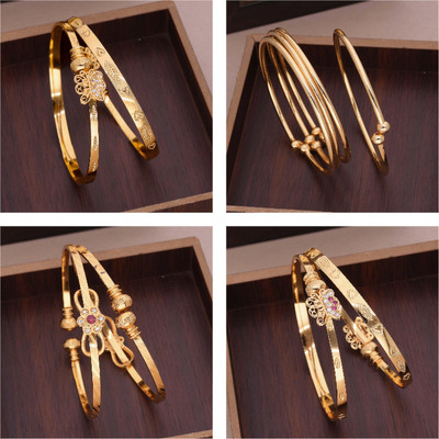 ANOUK Brass Diamond Gold-plated Bangle Set(Pack of 4)