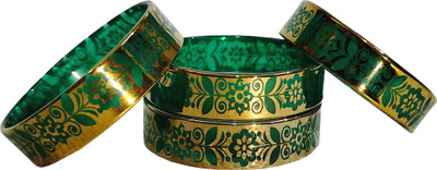 Sheetal Glass Crystal Gold-plated Bangle Set(Pack of 4)