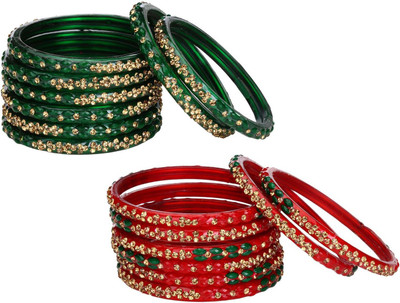 1st Time Glass Beads, Crystal Enamel Bangle Set(Pack of 10)