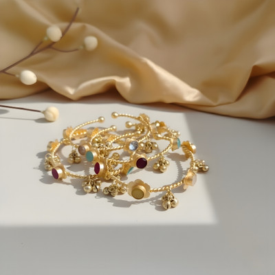 Toom Thekari Metal Gold-plated Bangle Set(Pack of 4)