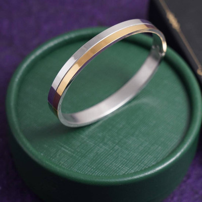 GORASH CREATION Stainless Steel Silver, Gold-plated Kada