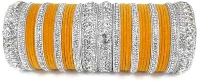 SSONLINEBAZAR Metal, Plastic Zircon Silver Bangle Set(Pack of 10)