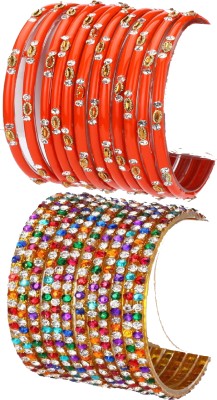 1st Time Glass Beads, Crystal Enamel Bangle Set(Pack of 10)