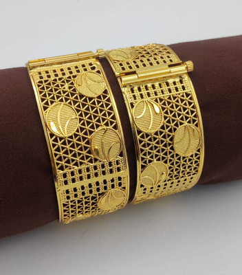 Primectrla Fab Brass Diamond Gold-plated Ring Bangle(Pack of 2)