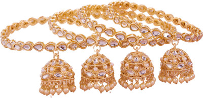 GC PREMIUM JEWELLERY Brass Gold-plated Bangle Set(Pack of 4)