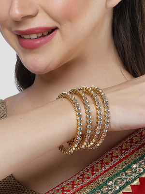Karatcart Alloy Crystal Gold-plated Bangle Set(Pack of 4)