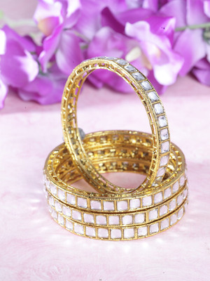 Priyaasi Brass Cubic Zirconia Gold-plated Bangle Set(Pack of 2)