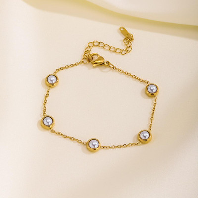 MYKI Stainless Steel Gold-plated Charm Bracelet