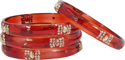 ZULKA Glass Zircon Bangle Set(Pack of 4)