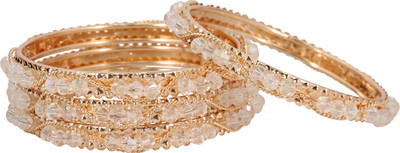 ZULKA Metal Pearl Bangle Set(Pack of 4)