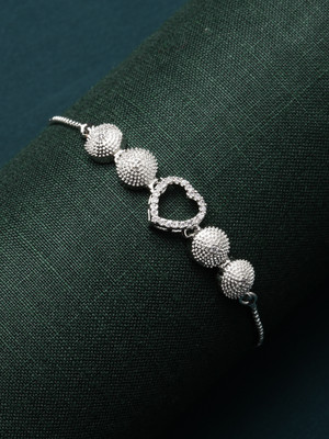 ZENEME Brass Cubic Zirconia Rhodium Bracelet
