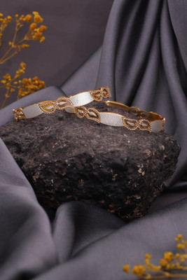 Sangria Brass Diamond Gold-plated Bangle Set(Pack of 2)