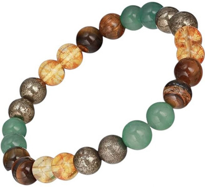 VIBESLE Green Aventurine, Golden Pyrite, Crystal, Tiger's Eye, Citrine, Clear Quartz, Green Jade Beads Bracelet