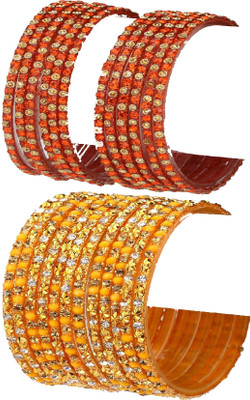 1st Time Glass Beads, Crystal Enamel Bangle Set(Pack of 10)
