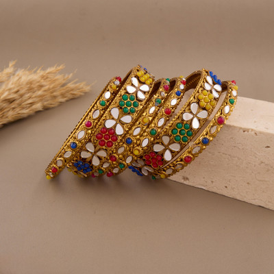GC PREMIUM JEWELLERY Brass Gold-plated Bangle Set(Pack of 6)