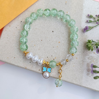 FHF Stone, Crystal, Glass Agate Charm Bracelet