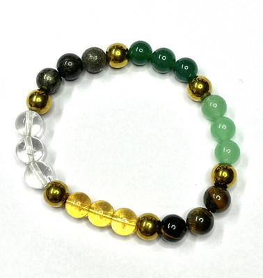 ratnasetu Pyrite, Hematite, Green Aventurine, Crystal, Tiger's Eye, Citrine, Green Jade Crystal Bracelet
