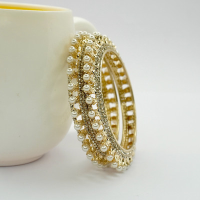 Panini Jewels Alloy Diamond, Crystal Gold-plated Bangle Set(Pack of 2)