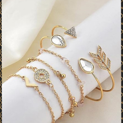 Vimich Alloy Cubic Zirconia Gold-plated Bracelet Set(Pack of 6)