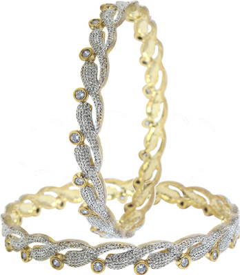Shiv_Jewels Alloy Cubic Zirconia Gold-plated Bangle Set(Pack of 2)