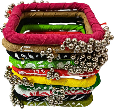 Soundarya boutique Fabric, Oxidised Silver Bangle Set(Pack of 7)