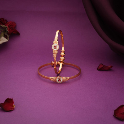 Divastri Brass Diamond Gold-plated Bangle(Pack of 2)