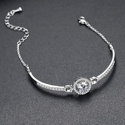 Zaphariq Alloy Cubic Zirconia Silver Bracelet Set