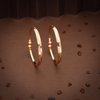 Alasca Brass Diamond Gold-plated Bangle(Pack of 2)
