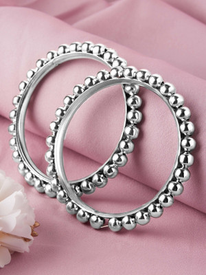 Rubans Elements Alloy Silver Bangle Set(Pack of 2)