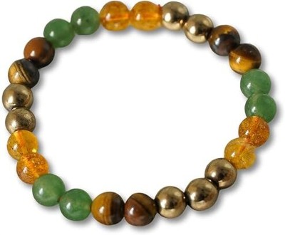 VIBESLE Stone, Green Aventurine, Golden Pyrite, Tiger's Eye, Citrine Beads, Crystal Charm Bracelet