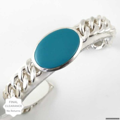 P.R.Prints Steel Turquoise Silver Coated Bracelet