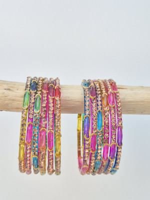 RADHEE Glass Zircon Bangle Set(Pack of 10)