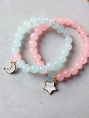 Icandies Crystal, Glass Beads Bracelet Set(Pack of 2)