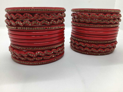 LUCKY SUHAG CHURA Stone, Lac Bangle Set(Pack of 24)