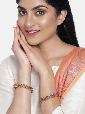 ANOUK Brass Diamond Gold-plated Bangle Set(Pack of 4)