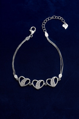 KedarCraft Sterling Silver Cubic Zirconia Rhodium Bracelet