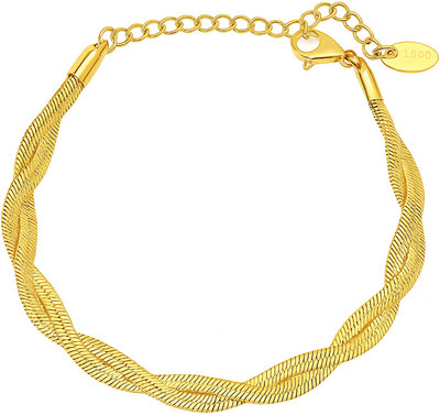 JIMOR Stainless Steel Cubic Zirconia Gold-plated Bracelet(Pack of 2)