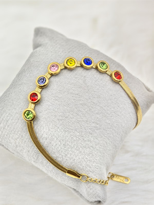 thesouljewellery Stainless Steel Zircon Gold-plated Bracelet