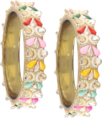 ZULKA Glass Beads, Pearl, Zircon Kada(Pack of 2)