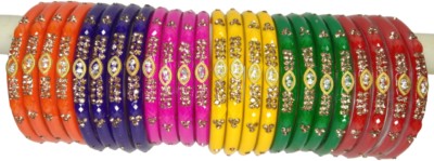 Kaila devi Traders Glass Zircon Bangle(Pack of 10)