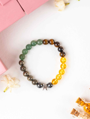 Kicky and Perky Pyrite, Hematite, Green Aventurine, Tiger's Eye, Sterling Silver, Citrine Charm Bracelet