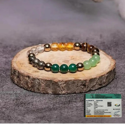 UBRONIK Pyrite, Green Aventurine, Tiger's Eye, Citrine, Clear Quartz Crystal Bracelet