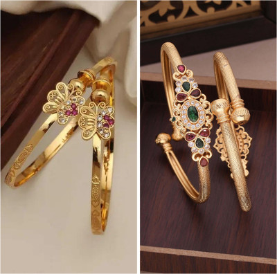ANOUK Brass Diamond Gold-plated Bangle Set(Pack of 3)