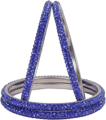 Rajwadi Alloy Cubic Zirconia Silver Bangle Set(Pack of 4)