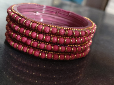 JNC Glass Pearl Bangle(Pack of 4)