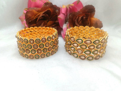 CHURA KING Brass, Alloy Gold-plated Bangle Set(Pack of 8)