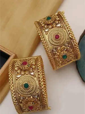 TKRB SALES Brass Agate Gold-plated Bangle Set(Pack of 2)